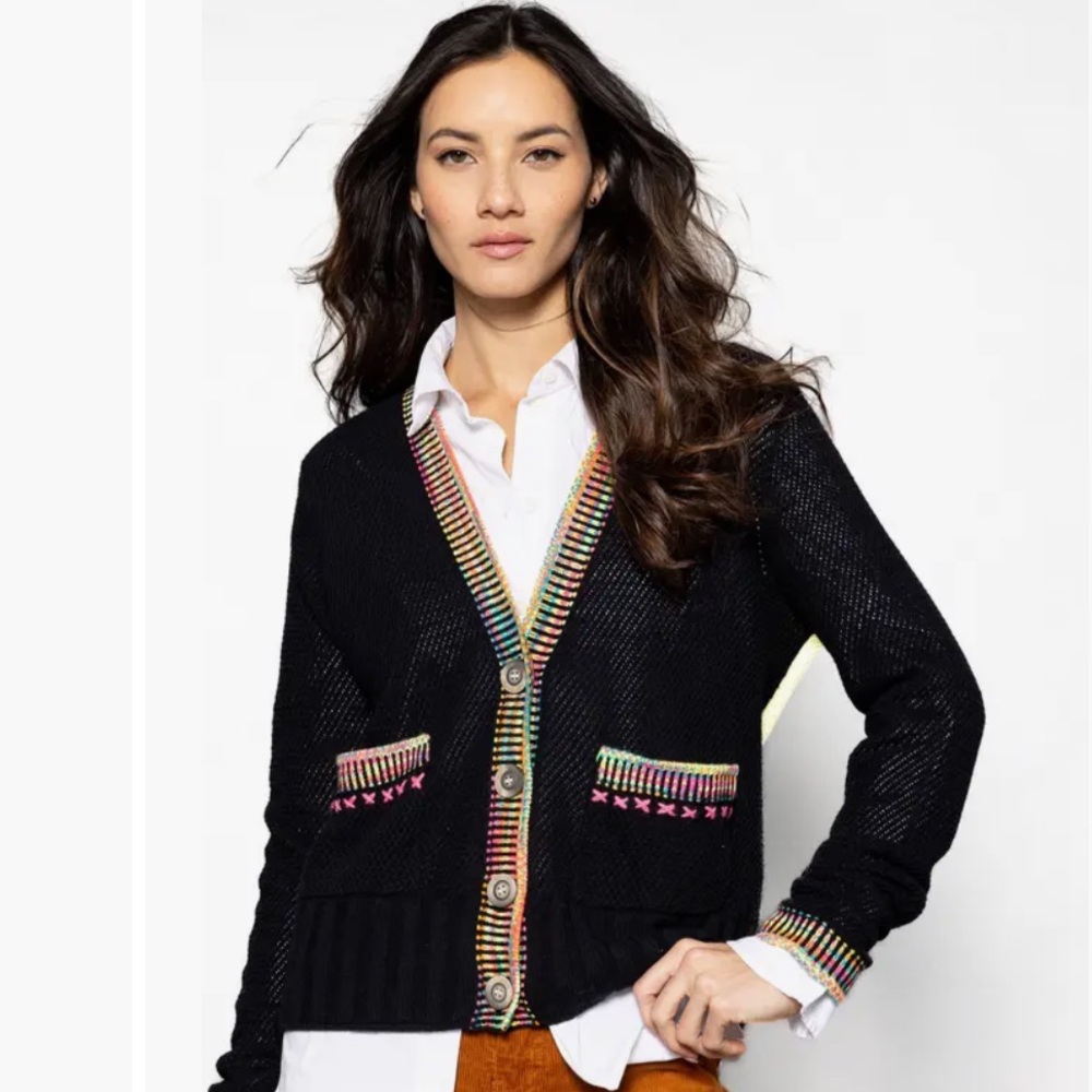 Lisa Todd Double Track Cardigan Sweater Cotton Cashmere Size M
